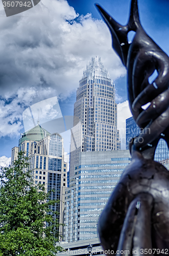 Image of charlotte city skyline near romare bearden park 