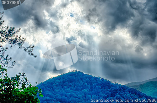 Image of cloud over mountains on lake santeetlah north carolina