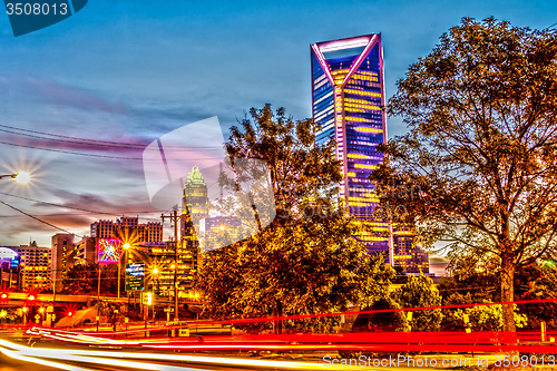 Image of charlotte city skyline early morning at sunrise