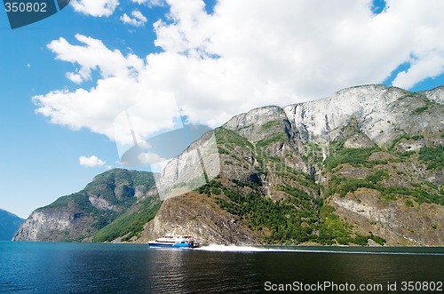 Image of Norway Fjord Scenic with Ferry