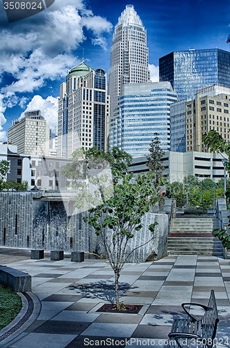 Image of charlotte city skyline near romare bearden park 