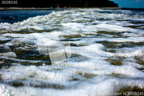 Image of water foam waves ocean sunny day light