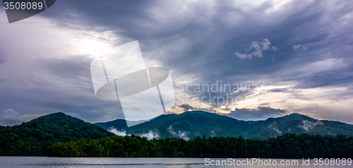 Image of panoramic landscapes and beautiful nature at lake santeetlah nor