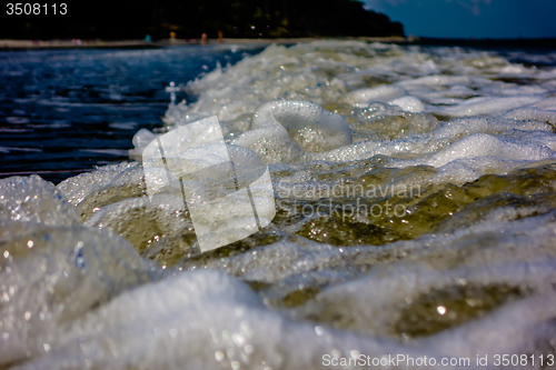 Image of water foam waves ocean sunny day light