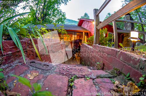 Image of Rustic old cabin in the mountains