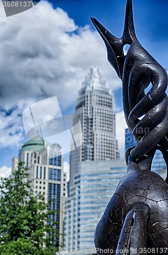 Image of charlotte city skyline near romare bearden park 