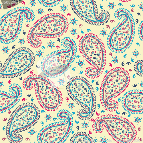 Image of Multicolor Seamless Paisley Pattern