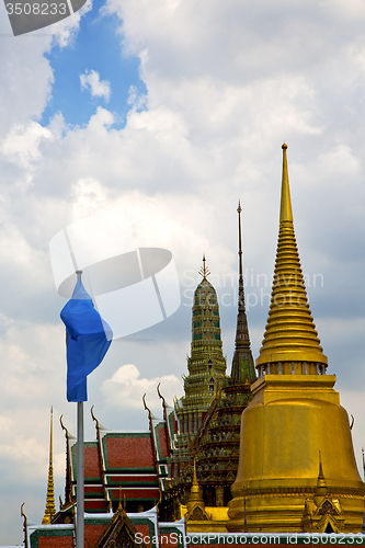 Image of  thailand asia   in  bangkok rain  temple abstract blue flag