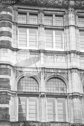 Image of in europe london old red brick wall and      historical window