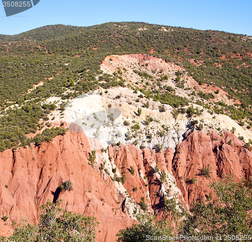 Image of the    dades valley in atlas moroco africa ground tree  and nobo