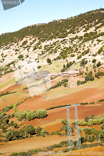 Image of dades valley in atlas moroco africa electrical line 