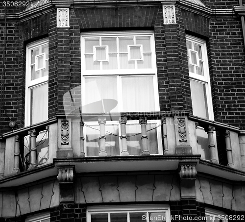 Image of in europe london old red brick wall and      historical window