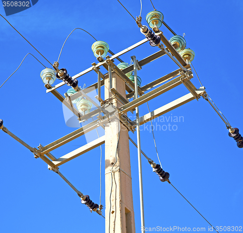 Image of   utility pole in africa morocco energy and distribution pylon