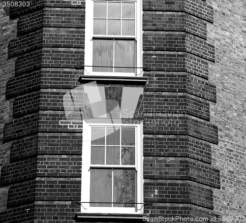 Image of in europe london old red brick wall and      historical window