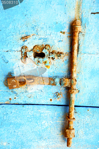 Image of morocco in africa the old wood  facade home and rusty  