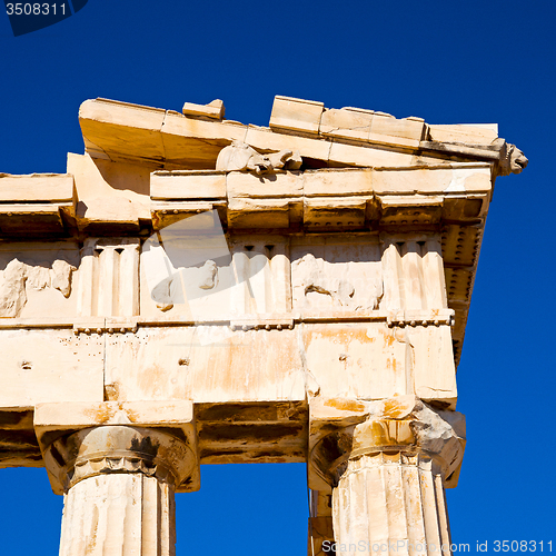 Image of in greece the old architecture and historical place parthenon at