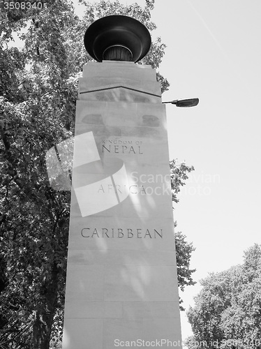 Image of Black and white Memorial Gates in London