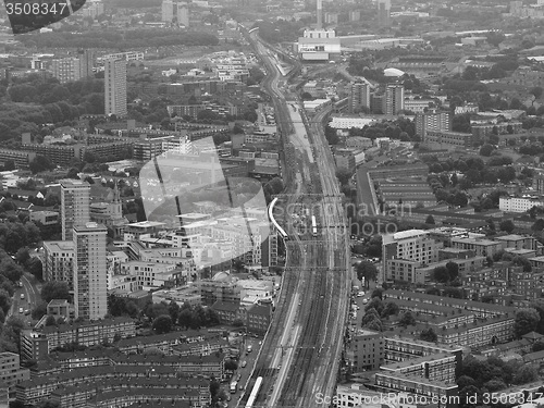 Image of Black and white Aerial view of London