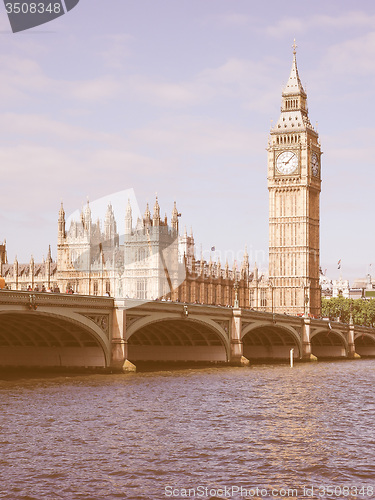 Image of Retro looking Houses of Parliament in London