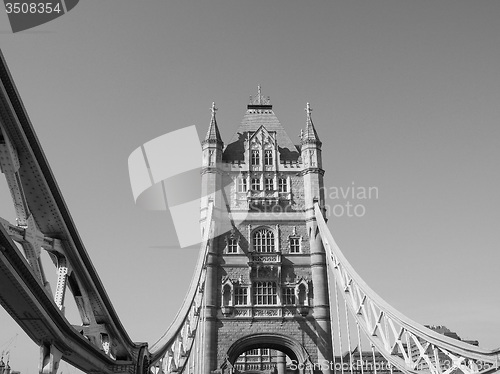Image of Black and white Tower Bridge in London