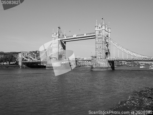 Image of Black and white Tower Bridge in London