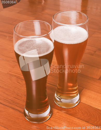 Image of Retro looking Two glasses of German beer