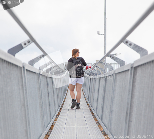 Image of Hiker, young woman with backpack