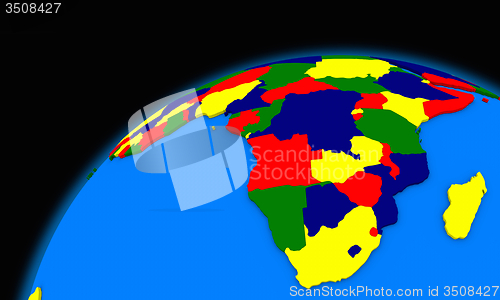 Image of south Africa on planet Earth political map