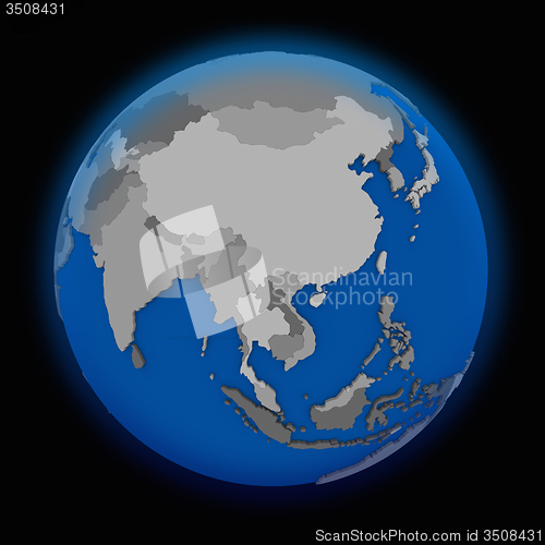 Image of southeast Asia on political Earth