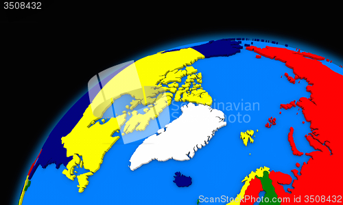 Image of Arctic north polar region on planet Earth political map
