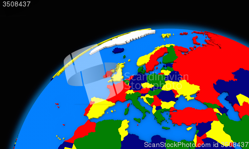 Image of Europe on planet Earth political map