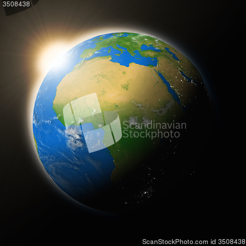 Image of Sun over Africa on planet Earth