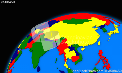 Image of southeast Asia on planet Earth political map