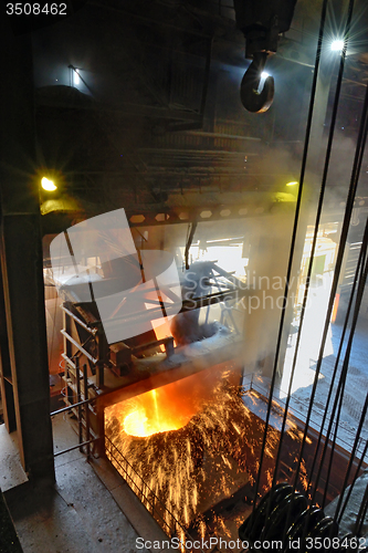 Image of molten metal poured from ladle