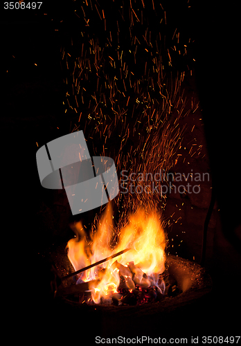 Image of Sparks and fire in forge