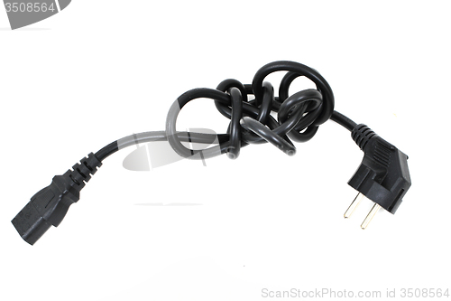 Image of electric connection computer wire with kink