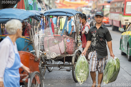 Image of ASIA THAILAND BANGKOK NOTHABURI TRANSORT BICYCLE TAXI