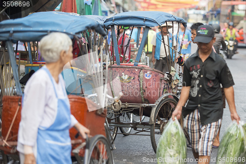 Image of ASIA THAILAND BANGKOK NOTHABURI TRANSORT BICYCLE TAXI