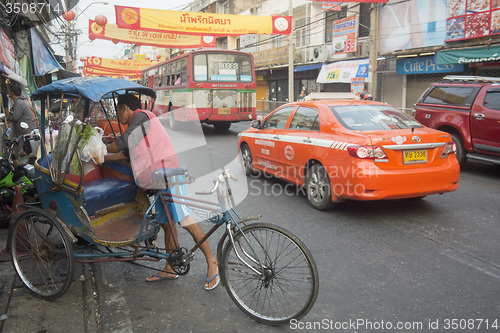 Image of ASIA THAILAND BANGKOK NOTHABURI TRANSORT BICYCLE TAXI