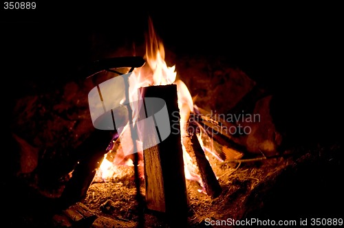 Image of Campfire and Hotdog