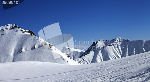 Image of Panoramic view on ski slope at nice day