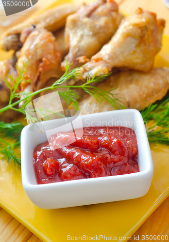 Image of Hot Meat Dishes - Grilled Chicken Wings with Red Spicy Sauce