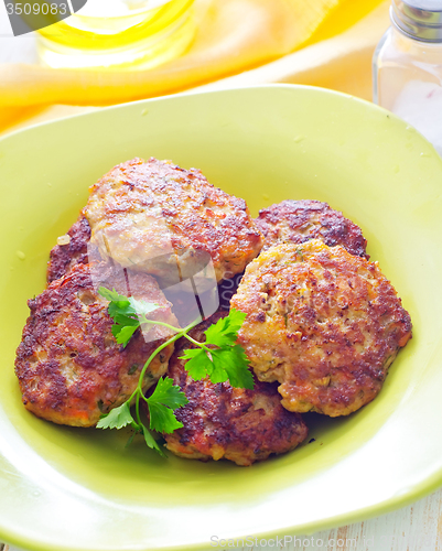 Image of cutlets on the green plate