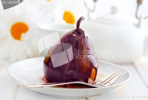 Image of Pear with chocolate, sweet food