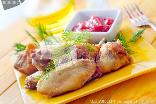 Image of Hot Meat Dishes - Grilled Chicken Wings with Red Spicy Sauce