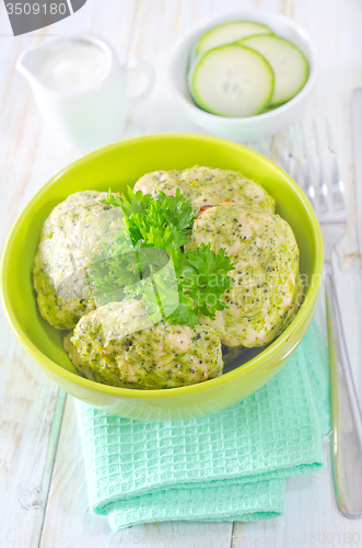 Image of cutlets from chicken and vegetables