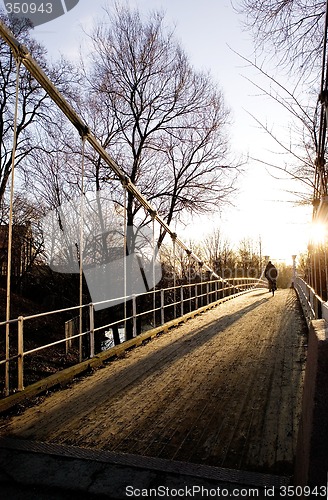 Image of Suspension Bridge on Sunny Day