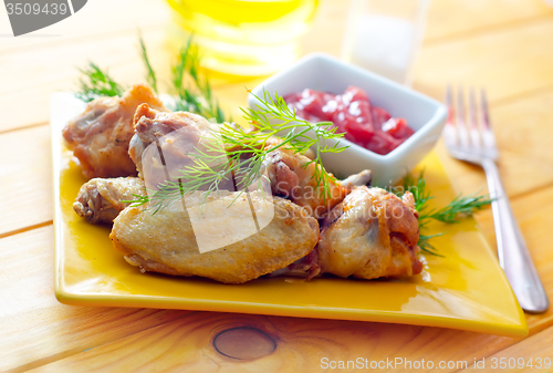 Image of Hot Meat Dishes - Grilled Chicken Wings with Red Spicy Sauce