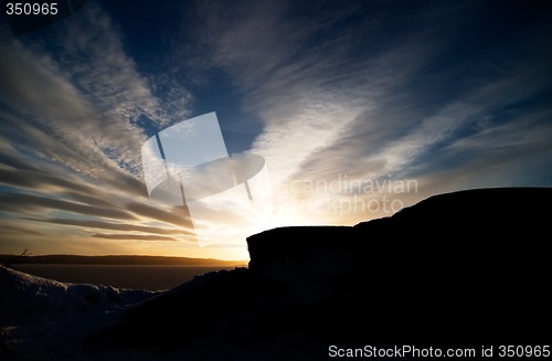 Image of Rock and Ocean Sunset