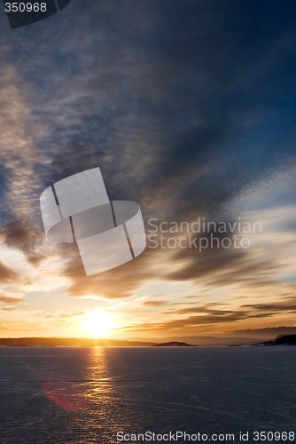 Image of Sunset on Frozen Lake